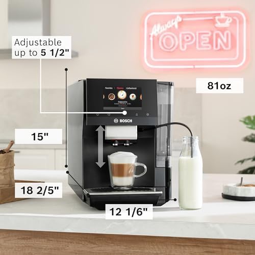 bosch máquina de café y café totalmente automática serie 800 – 35 bebidas, bebida fría, taza doble, manguera de leche, molinillo de cerámica, características inteligentes, en negro tpu60309 bosch máquina de café y café totalmente automática serie 800 – 35 bebidas, bebida fría, taza doble, manguera de leche, molinillo de cerámica, características inteligentes, en negro tpu60309