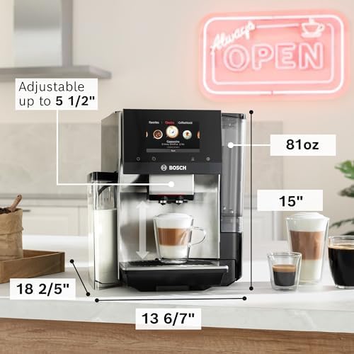 bosch máquina de café y café totalmente automática serie 800 – 36 bebidas con coffee world, cold brew, doble taza, recipiente de leche integrado, características inteligentes, en plata tqu60307 bosch máquina de café y café totalmente automática serie 800 – 36 bebidas con coffee world, cold brew, doble taza, recipiente de leche integrado, características inteligentes, en plata tqu60307