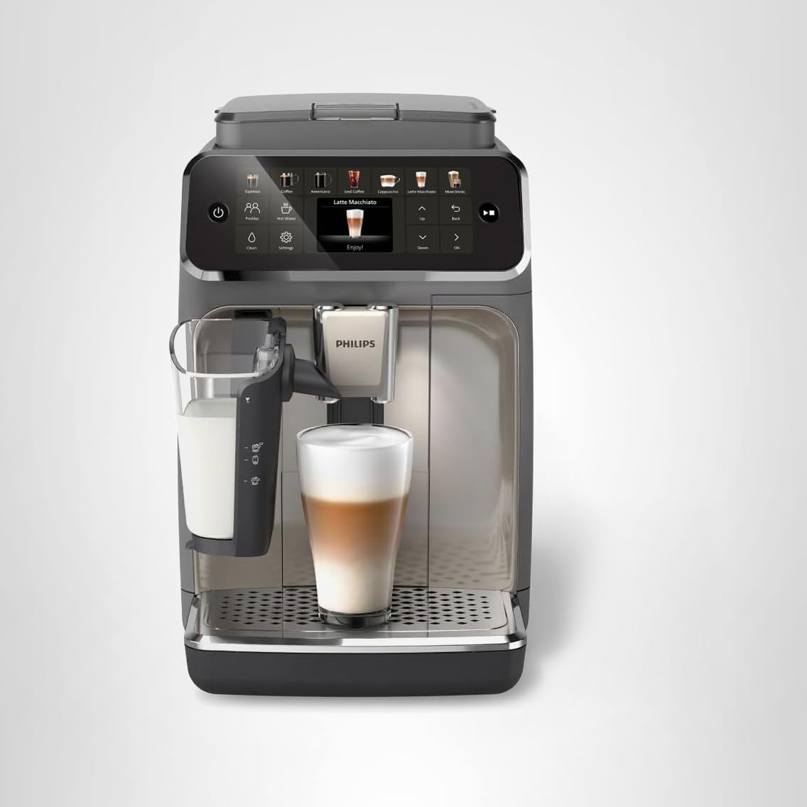 philips 4400 series máquina de café espresso totalmente automática, 12 cafés calientes y helados, sistema de leche lattego rápido de limpiar, silentbrew, quickstart, molinillo de cerámica, gris philips 4400 series máquina de café espresso totalmente automática, 12 cafés calientes y helados, sistema de leche lattego rápido de limpiar, silentbrew, quickstart, molinillo de cerámica, gris