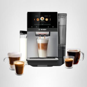 bosch máquina de café y café totalmente automática serie 800 – 36 bebidas con coffee world, cold brew, doble taza, recipiente de leche integrado, características inteligentes, en plata tqu60307