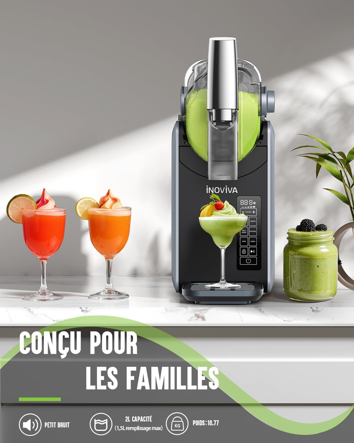 máquina de granizados inoviva, sin necesidad de hielo, máquina de granizados doméstica de 2 litros con autolimpieza, 5 programas preestablecidos, granizados congelados, margaritas, frappés, batidos (versión s1.2) máquina de granizados inoviva, sin necesidad de hielo, máquina de granizados doméstica de 2 litros con autolimpieza, 5 programas preestablecidos, granizados congelados, margaritas, frappés, batidos (versión s1.2)