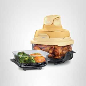 ninja | freidora de aire | sistema de cocción portátil crispi 4 en 1 | contenedores de vidrio de 4 cuartos y 6 tazas, platos para verduras y tapas de almacenamiento incluidas | apto para microondas