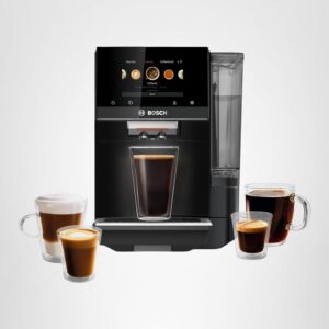 bosch máquina de café y café totalmente automática serie 800 – 35 bebidas, bebida fría, taza doble, manguera de leche, molinillo de cerámica, características inteligentes, en negro tpu60309