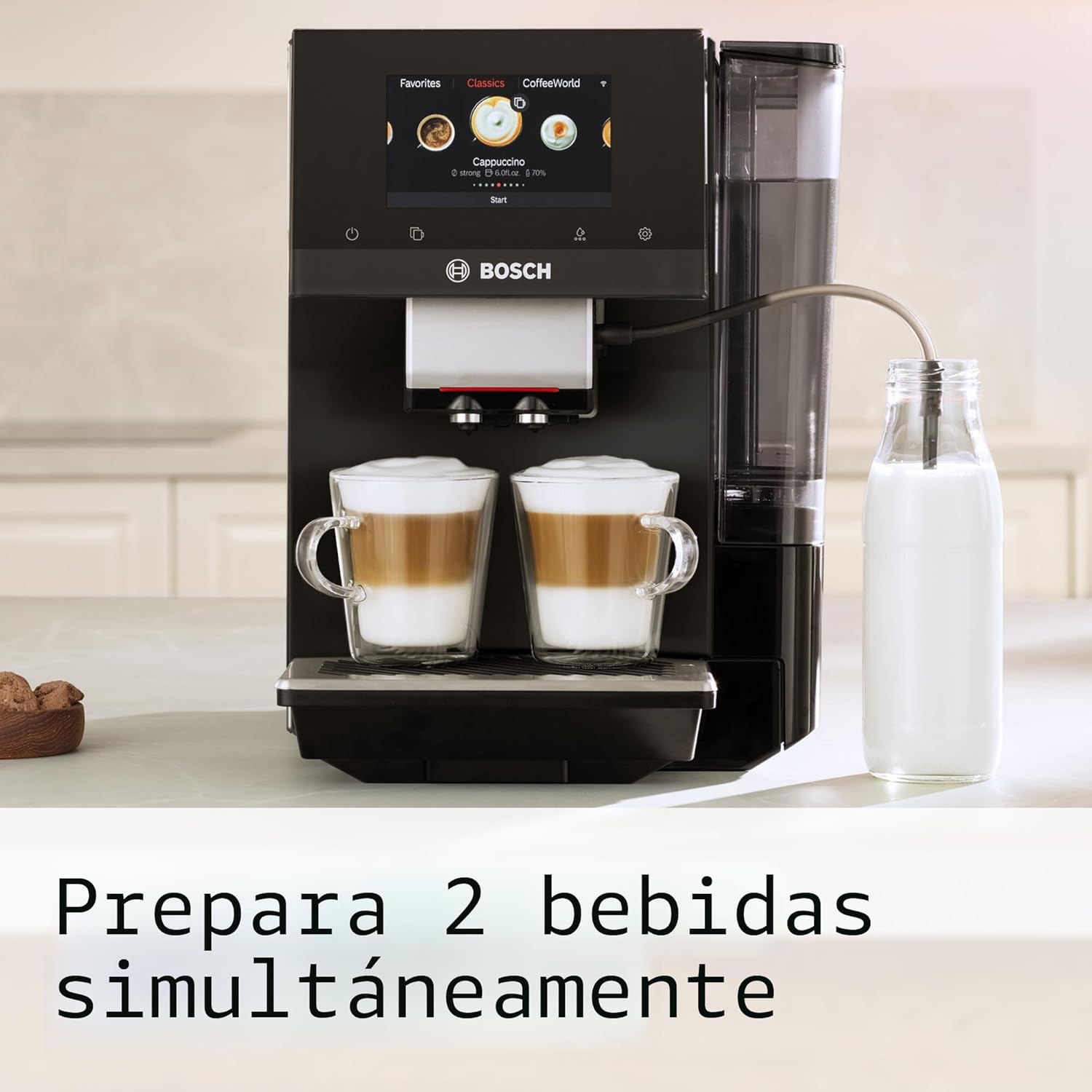 bosch máquina de café y café totalmente automática serie 800 – 35 bebidas, bebida fría, taza doble, manguera de leche, molinillo de cerámica, características inteligentes, en negro tpu60309 bosch máquina de café y café totalmente automática serie 800 – 35 bebidas, bebida fría, taza doble, manguera de leche, molinillo de cerámica, características inteligentes, en negro tpu60309