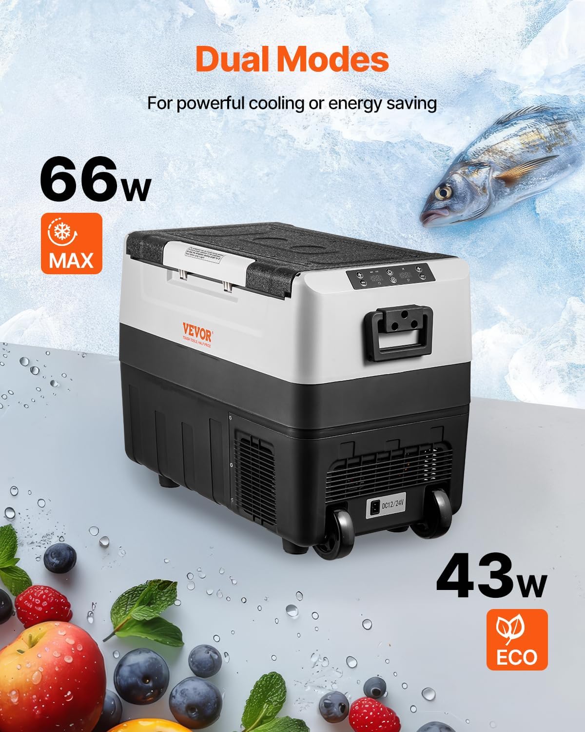 vevor refrigerador de automóvil, refrigerador de coche de 12 voltios, congelador portátil de doble zona de 48 cuartos de galón / 45 l, rango ajustable de 4 ℉ a 50 ℉, 12/24 v cc y 100 240 v ca para vevor refrigerador de automóvil, refrigerador de coche de 12 voltios, congelador portátil de doble zona de 48 cuartos de galón / 45 l, rango ajustable de 4 ℉ a 50 ℉, 12/24 v cc y 100 240 v ca para