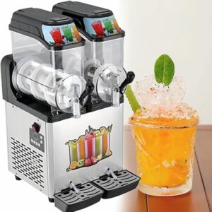 máquina de margaritas, máquina de granizados con 2 depósitos de 12 l, máquina de granizados comercial, modos de granizado y zumo, máquina de bebidas frías para restaurantes, bares y fiestas.