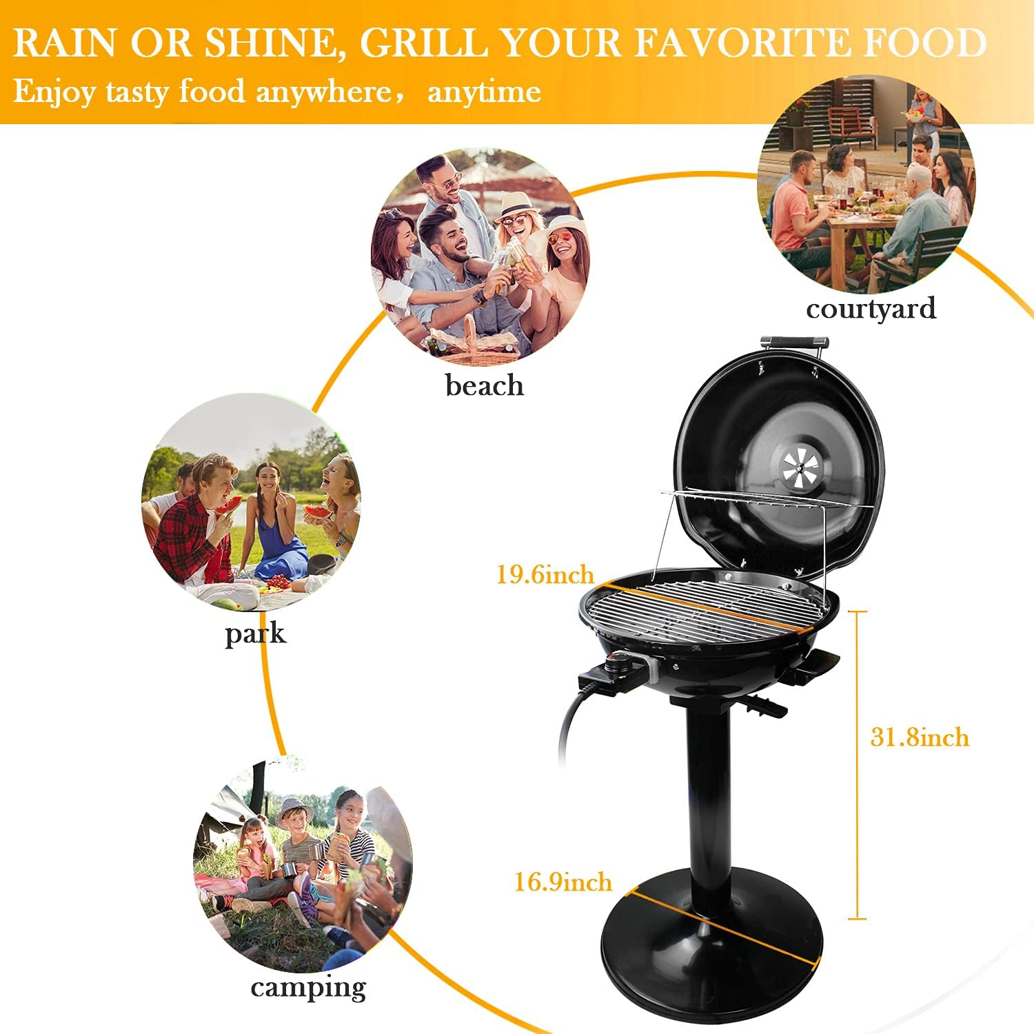 techwood parrilla eléctrica para barbacoa de 15 porciones para interiores y exteriores, diseño de doble capa, parrilla portátil extraíble de 1600w (soporte negro para parrillas) techwood parrilla eléctrica para barbacoa de 15 porciones para interiores y exteriores, diseño de doble capa, parrilla portátil extraíble de 1600w (soporte negro para parrillas)