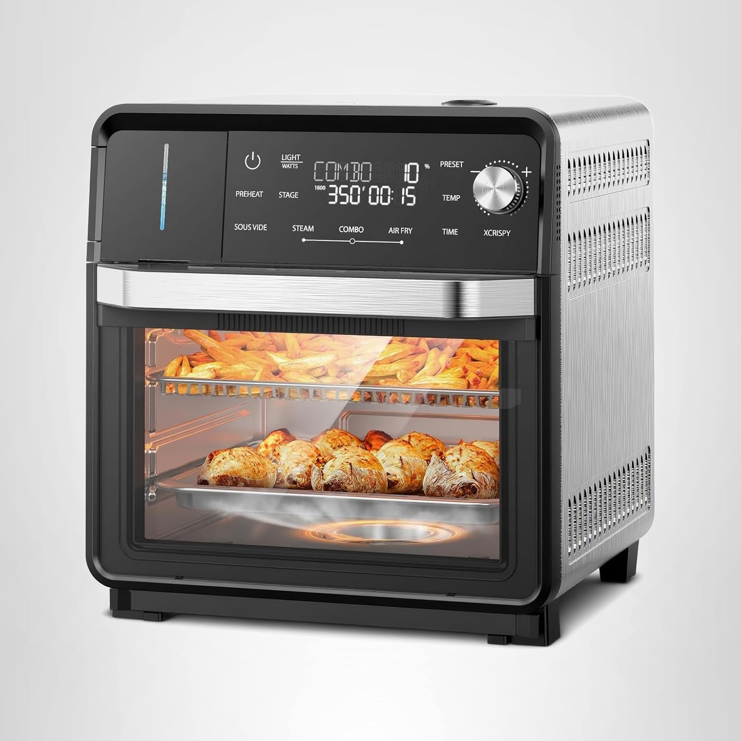 nuwave horno de vapor combinado, multicocción de acero inoxidable no tóxico con freidora de aire, vapor, cocción al vacío, tostadas y más, precisión de 50 450 °f, 120 preajustes, control de humedad nuwave horno de vapor combinado, multicocción de acero inoxidable no tóxico con freidora de aire, vapor, cocción al vacío, tostadas y más, precisión de 50 450 °f, 120 preajustes, control de humedad
