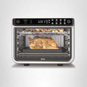 ninja freidora de aire y horno tostador | serie foodi, horno de aire xl pro convección de encimera de cocina | funciones 10 en 1 | se adapta a una sartén de verduras de 5 libras | 1800 vatios | acero