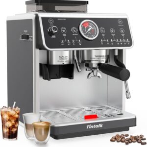 tem650 máquina de café expreso, cafetera de 20 bares, extracción de alta presión, con 15 ajustes de molienda y sistema de calefacción doble, tanque deseador desmontable de 2.7 l, boquilla de
