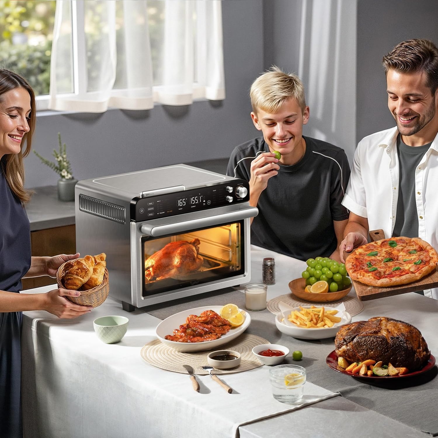 typhur horno de sincronización con sonda inteligente inalámbrica de termómetro de carne, 12 en 1 freidora de aire tostadora, combo de horno tostador, convección turbo de 360°, deshidratador, recetas y typhur horno de sincronización con sonda inteligente inalámbrica de termómetro de carne, 12 en 1 freidora de aire tostadora, combo de horno tostador, convección turbo de 360°, deshidratador, recetas y