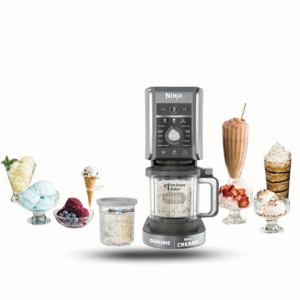 ninja creami máquina de helados y golosinas congeladas de lujo para helados, sorbetes, batidos, yogur helado y más, capacidad xl 11 en 1, color plateado, incluye (2) tubos de tamaño familiar de 24