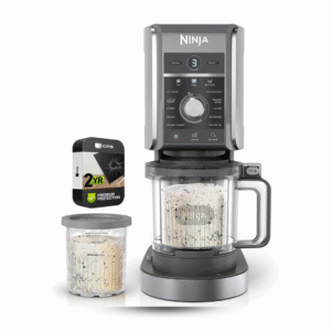 ninja nc501 creami deluxe 11 en 1 xl máquina para hacer helados, paquete plateado (renovado) con paquete de protección mejorada cps de 2 años