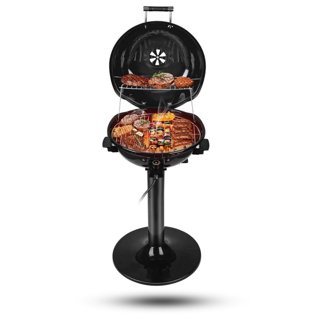 techwood parrilla eléctrica para barbacoa de 15 porciones para interiores y exteriores, diseño de doble capa, parrilla portátil extraíble de 1600w (soporte negro para parrillas) techwood parrilla eléctrica para barbacoa de 15 porciones para interiores y exteriores, diseño de doble capa, parrilla portátil extraíble de 1600w (soporte negro para parrillas)
