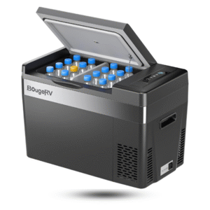 bougerv refrigerador de 12 voltios, 12 v, refrigerador de automóvil de 30 cuartos de galón, compresor portátil, compresor de congelador, 12/24 v cc 110 ~ 240 v ca, 8 ℉ ~ 50 ℉ para camión, rv suv