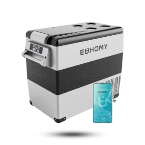 euhomy refrigerador de 12 voltios, enfriador eléctrico de 59 cuartos (55 litros), control de aplicación de refrigerador de 12 v, enfriador de 12 v 4 ℉ ~ 68 ℉, congelador portátil 12/24 v cc 100 240 v