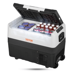 vevor refrigerador de automóvil, refrigerador de coche de 12 voltios, congelador portátil de doble zona de 48 cuartos de galón / 45 l, rango ajustable de 4 ℉ a 50 ℉, 12/24 v cc y 100 240 v ca para