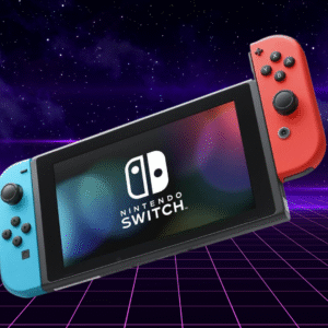 nintendo switch with neon blue and neon red joy‑con hac 001( 01)